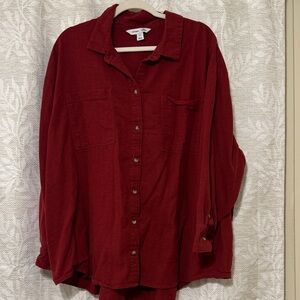 Old Navy Deep Red Button-Down Shirt